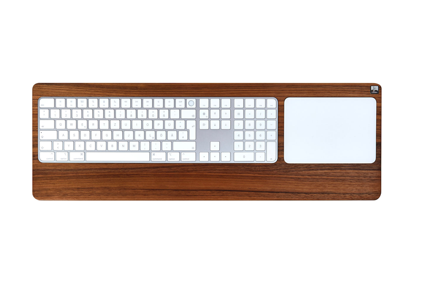 Numeric TrackpadTray 2021 aus Nussbaumholz - Halterung für Apple Magic Keyboard mit Ziffernblock und Touch ID und Trackpad (ab 2021)