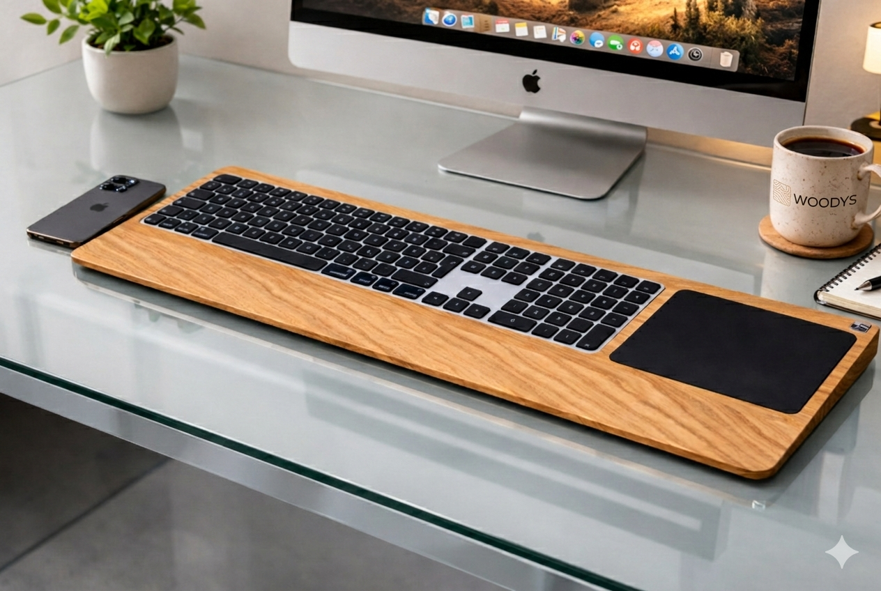 Numeric TrackpadTray 2021 aus Eichenholz - Halterung für Apple Magic Keyboard mit Ziffernblock und Touch ID und Trackpad (ab 2021)