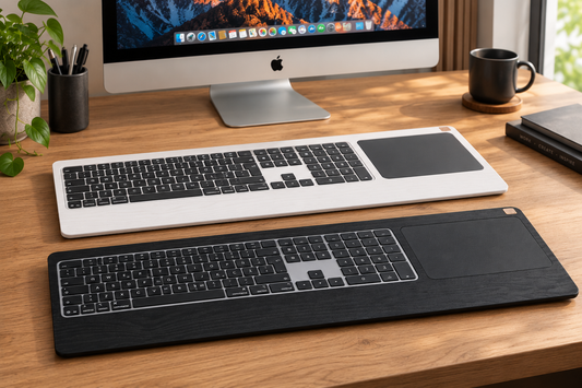 Numeric Trackpad Tray 2021 – Ash Wood Keyboard Tray | Painted Black or White | Magic Keyboard with Touch ID and Magic Trackpad