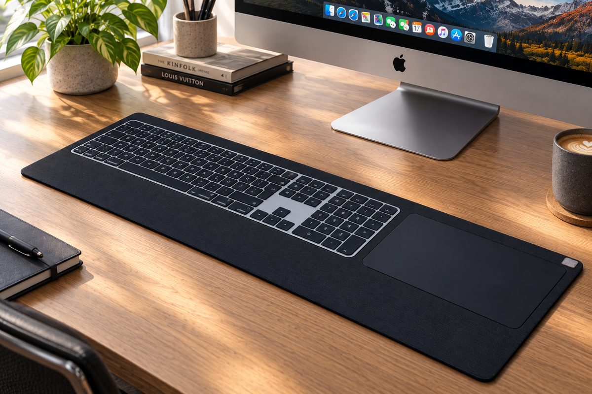 Numeric Trackpad Tray 2021 – Eschenholz Keyboard Tray | Schwarz oder Weiß lackiert | Magic Keyboard mit Touch ID und Magic Trackpad