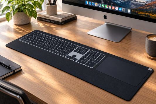 Numeric Trackpad Tray 2021 – Eschenholz Keyboard Tray | Schwarz oder Weiß lackiert | Magic Keyboard mit Touch ID und Magic Trackpad